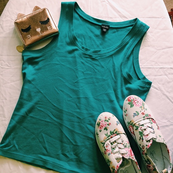 Rafaella Tops - Turquoise/Teal Sleeveless Top